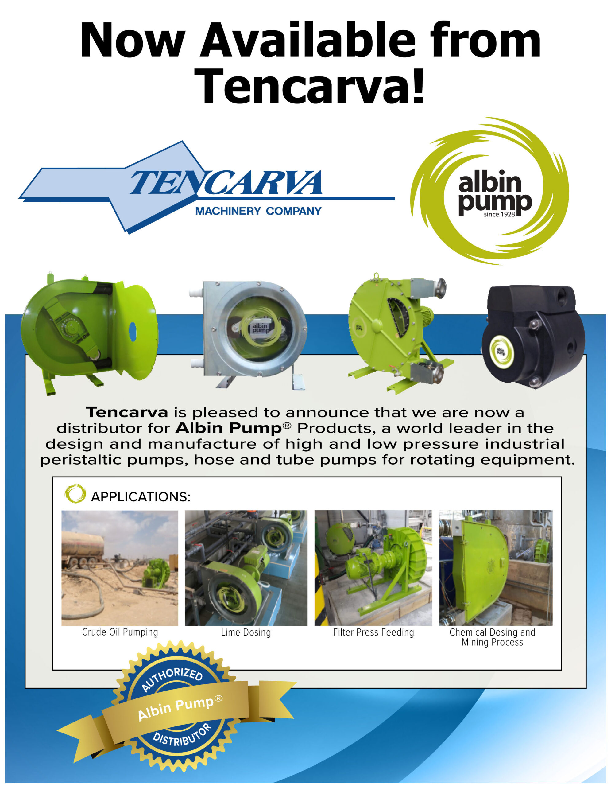 Tencarva Named Authorized Distributor for Albin Pump